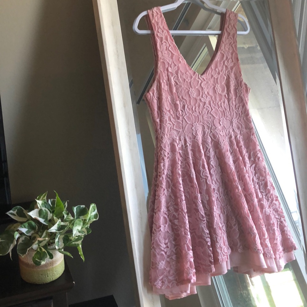 Pink Lace Mini Dress
